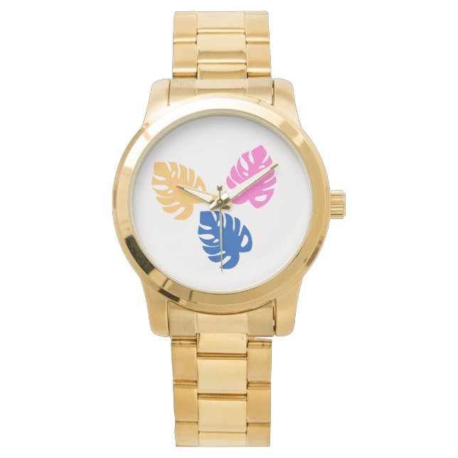 Hedendaagse rustieke Blauwgroen bladgoud Horloge (Voorkant)