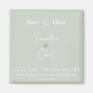 Hedendaagse Sage Bruiloft Save the Date Magneet