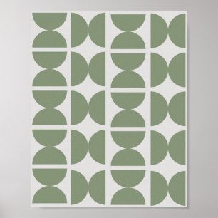 Hedendaagse saliegroen retro halvemaan 70s  poster