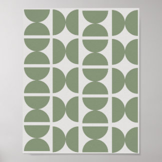 Hedendaagse saliegroen retro halvemaan 70s poster