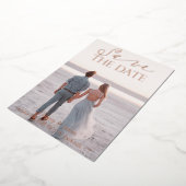 Hedendaagse Save the Date Roze Goud Echt Folie Uitnodiging (Gedraaid)