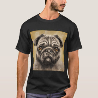 Hedendaagse Schilderij van een Pug met zijn Pracht T-shirt
