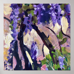 Hedendaagse schilderkunst bloeiende wisteria poster
