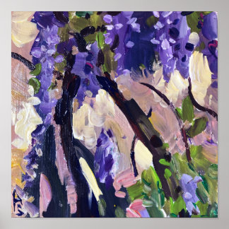 Hedendaagse schilderkunst bloeiende wisteria poster