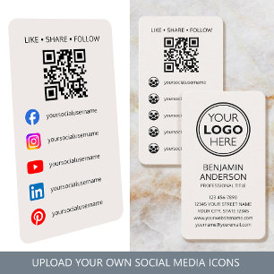 Hedendaagse Social Media Logo QR Code Off-Wit Visitekaartje
