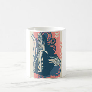 Hedendaagse Stedelijke Silhouet Pop Art Koffiemok