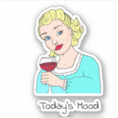 Hedendaagse stemming, Retro dame met glas rode wij Sticker (Voorkant)