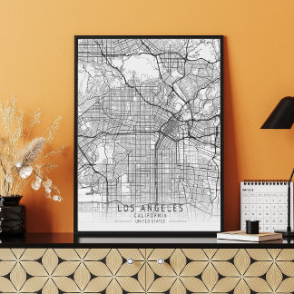 Hedendaagse Straatkaart van Los Angeles California Poster