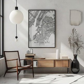 Hedendaagse straatkaart van New York City ongefram Poster