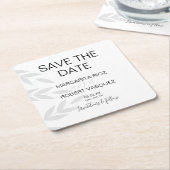 Hedendaagse takgrijs witte script save the dates u vierkante kartonnen onderzetter (Schuin)