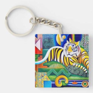 hedendaagse tijgerkunst - roggevangstdecor sleutelhanger