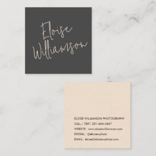 Hedendaagse Trendy Chic Krachtige Calligrafie Zwar Vierkante Visitekaartje
