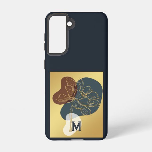 Hedendaagse trendy monogram gouden grillige bloeme samsung galaxy hoesje (Achterkant)