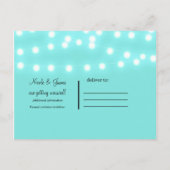 Hedendaagse Turquoise Blauwe Lichtslingers Save th Aankondigingskaart (Achterkant)