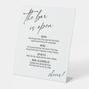 Hedendaagse typografie met handschrift Open Bar Me Reclamebord Met Voetstuk