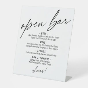 Hedendaagse typografie met handschrift Open Bar Me Reclamebord Met Voetstuk