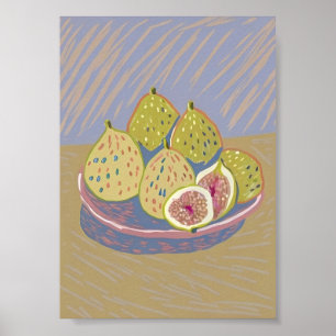 Hedendaagse Vijg Stilleven Pastel Schilderachtige Poster