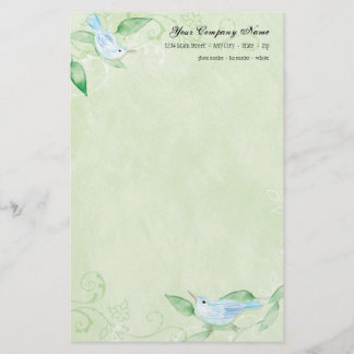 Hedendaagse Vogels 'n Wervelt Groene Stationery Briefpapier