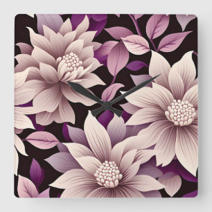 Hedendaagse Waldorf bloemenpatroon kunstwerk Vierkante Klok