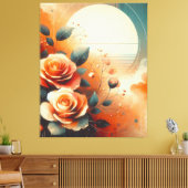 Hedendaagse warme bloemen canvas afdruk (Insitu (Woonkamer))