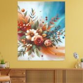 Hedendaagse warme bloemen canvas afdruk (Insitu (Woonkamer))