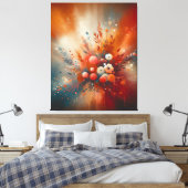Hedendaagse warme bloemen canvas afdruk (Insitu (Slaapkamer))