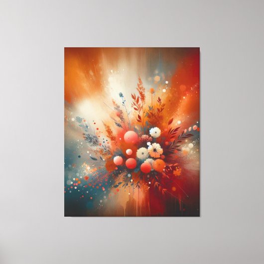Hedendaagse warme bloemen canvas afdruk (Voorkant)