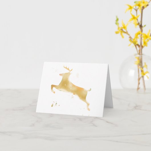 Hedendaagse Waterverf rendier kerst Kaart (Gele Bloem)