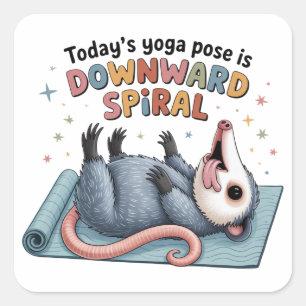Hedendaagse yogahouding is neerwaartse opossum gra vierkante sticker
