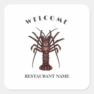 Hedendaagse zeevruchten welkom Lobster Restaurant  Vierkante Sticker