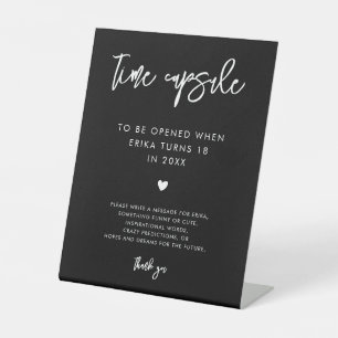 Hedendaagse zwart Tijdcapsule 1e Verjaardag teken Reclamebord Met Voetstuk