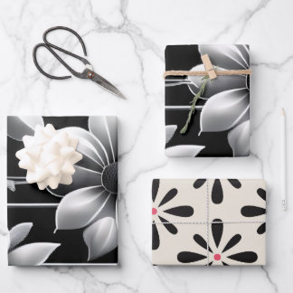 Hedendaagse Zwart-wit Modern Elegant Inpakpapier Vel