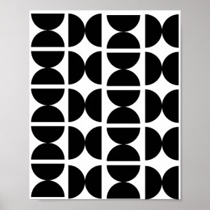 Hedendaagse zwart-wit retro halve maan 70s  poster