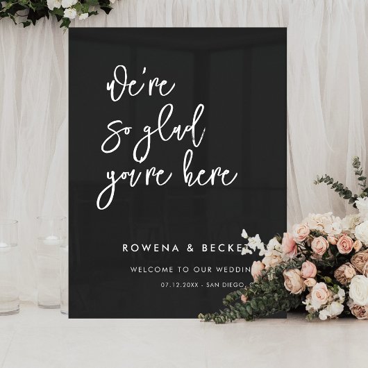 Hedendaagse zwarte bruiloft Zo blij dat je hier be Acryl Bord