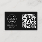 Hedendaagse Zwarte Custom Logo met QR Code Square Visitekaartje (Voorkant)