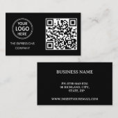 Hedendaagse Zwarte Custom Logo met QR Code Square Visitekaartje (Voorkant / Achterkant)