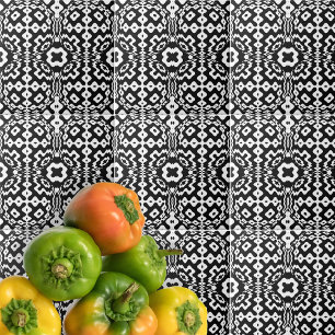 hedendaagse zwarte en witte geometrische kunst tegeltje