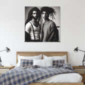 Hedendaagse zwarte liefde canvas afdruk (Insitu (Slaapkamer))