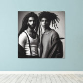 Hedendaagse zwarte liefde canvas afdruk (Insitu (Houten vloer))