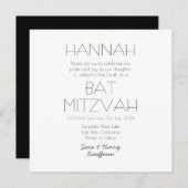 Hedendaagse Zwarte Witte Gouden BAT MITZVAH Klassi Kaart (Voorkant / Achterkant)
