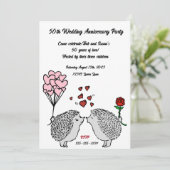 Hedgehog 50e anniversaire de Mariage Invitations (Debout devant)
