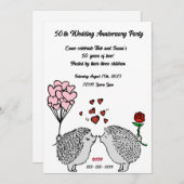 Hedgehog 50e anniversaire de Mariage Invitations (Devant / Derrière)