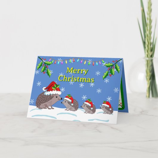 Hedgehog and children Christmas  Kaart (Voorkant)