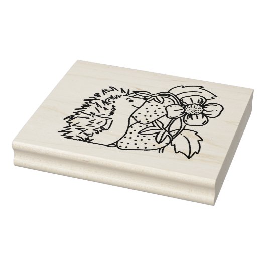 Hedgehog and Strawberries Rubberstempel (Stempel)
