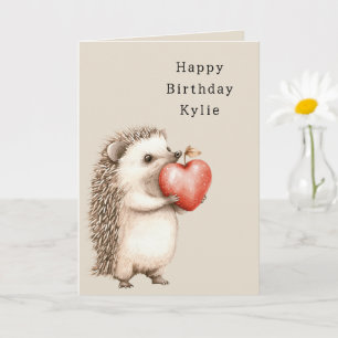 Hedgehog Apple Hart Verjaardag Kaart