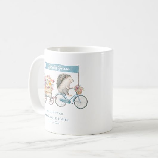 Hedgehog Baby shower Mok – lokaal geteelde bloemen (Voorkant links)