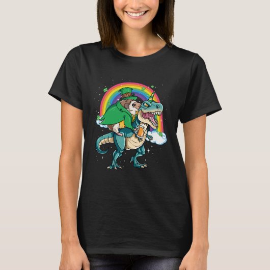 Hedgehog Beer Dino Rex Horn Rainbow T-shirt (Voorkant)