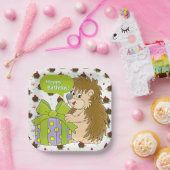 Hedgehog Birthday Papieren Bordje (Feest)