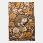 Hedgehog Brown Floral William Morris Geïnspireerd Theedoek (Verticaal)