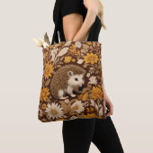 Hedgehog Brown Floral William Morris Inspired Draagtas (Dichtbij)